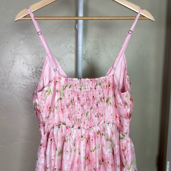 En Saison Sedna Pink Floral Satin Midi Dress Small Cottagecore Romantic - Picture 6 of 9